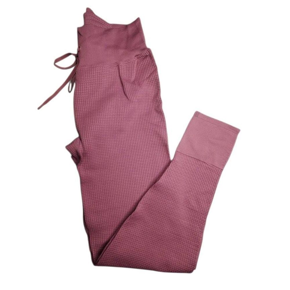 Victoria's Secret PINK Active Seamless Mauve Waffle-Knit High-Rise Drawstring Cl